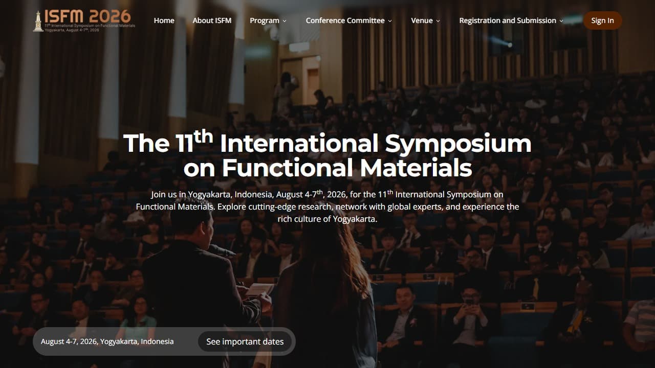 International Symposium on Functional Materials Conference Website screenshot 1
